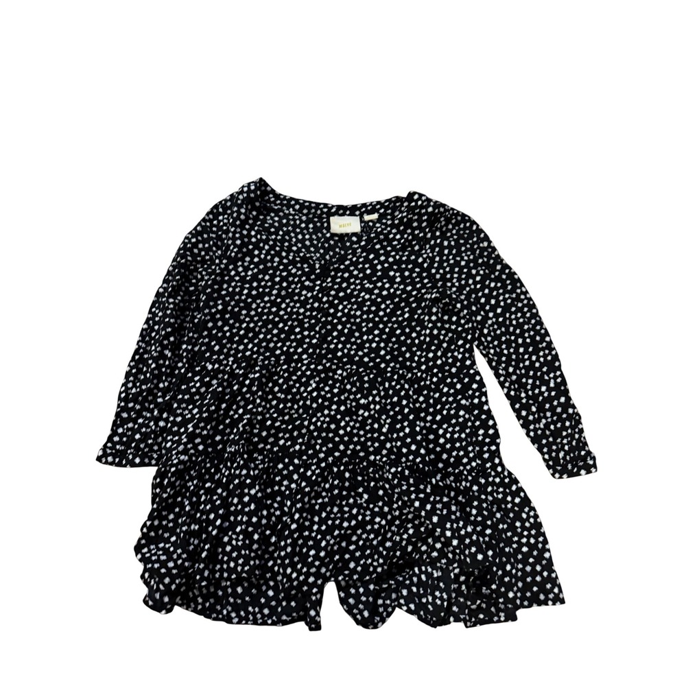 Maeve Anthropologie Black White‎ Polka Dot Tiered Babydoll Tunic Top Small